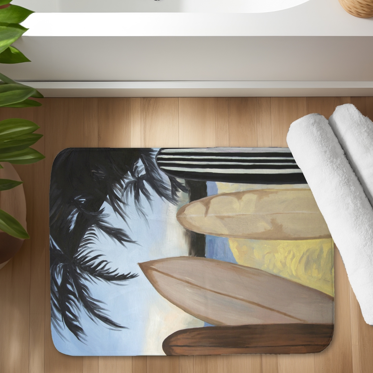 C1BM1724UGCBB5 17 x 24 in. Waves Bedroom Bath Mat - Surfboards Home Decor Essentials