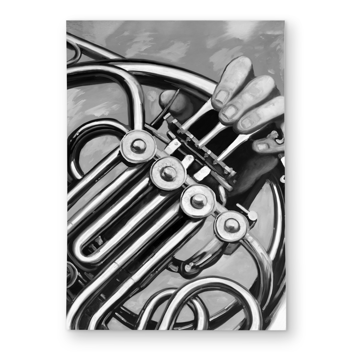 C1ROAR57AB92VN 5 x 7 ft. Musician with French Horn Monochrome Outdoor Area Rug - Black & White - Rectangle