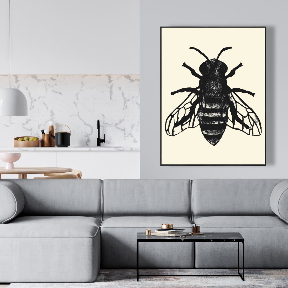C1FC364820STM0 36 x 48 in. Bee - Rustic Framed Canvas for Home Office Decor