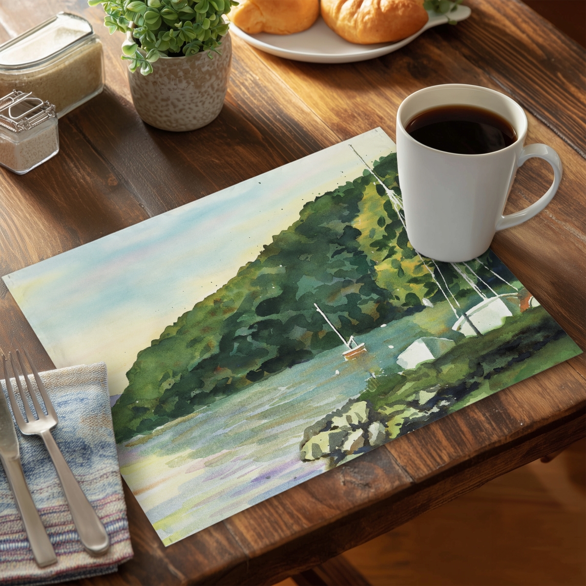 Picture of Begin Home Decor C4PP1418ZZIET0 14 x 18 in. Sailboat Day Polyester Placemat for Stylish Home Decor - Set of 4