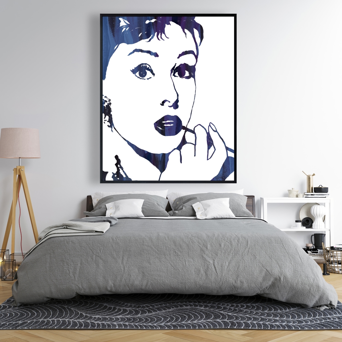 C1FC4860L586D3 48 x 60 in. Audrey Hepburn Cigarillo Woman Figurative Framed Canvas Art