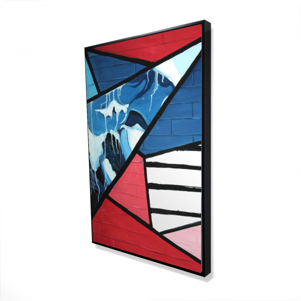 2081-3624-AB75 24 x 36 in. Diagonal Unity - Classic Blue Framed Canvas for Home Decor