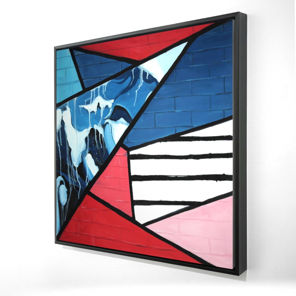 2081-3636-AB75 36 x 36 in. Diagonal Unity - Pop Art Retro Framed Canvas - Home Decor