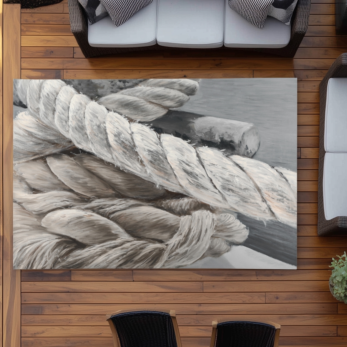C1ROAR57WQ6XNW 5 x 7 ft. Twisted Boat Rope Rug - Coastal Sea Outdoor Home Decor - Rectangle