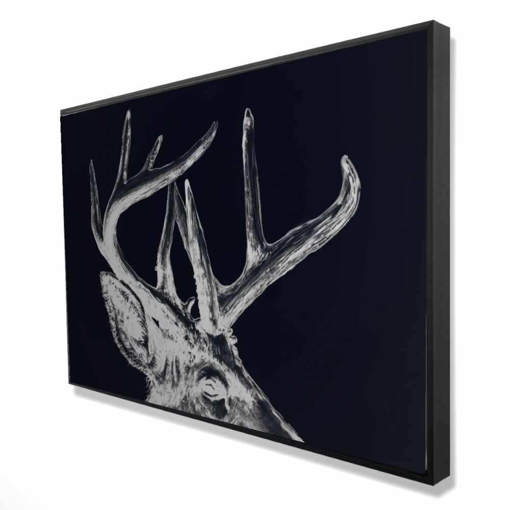 2081-2436-AN474-1 24 x 36 in. Blue Roe Deer Plume - Framed Canvas Office Decor - Home Art