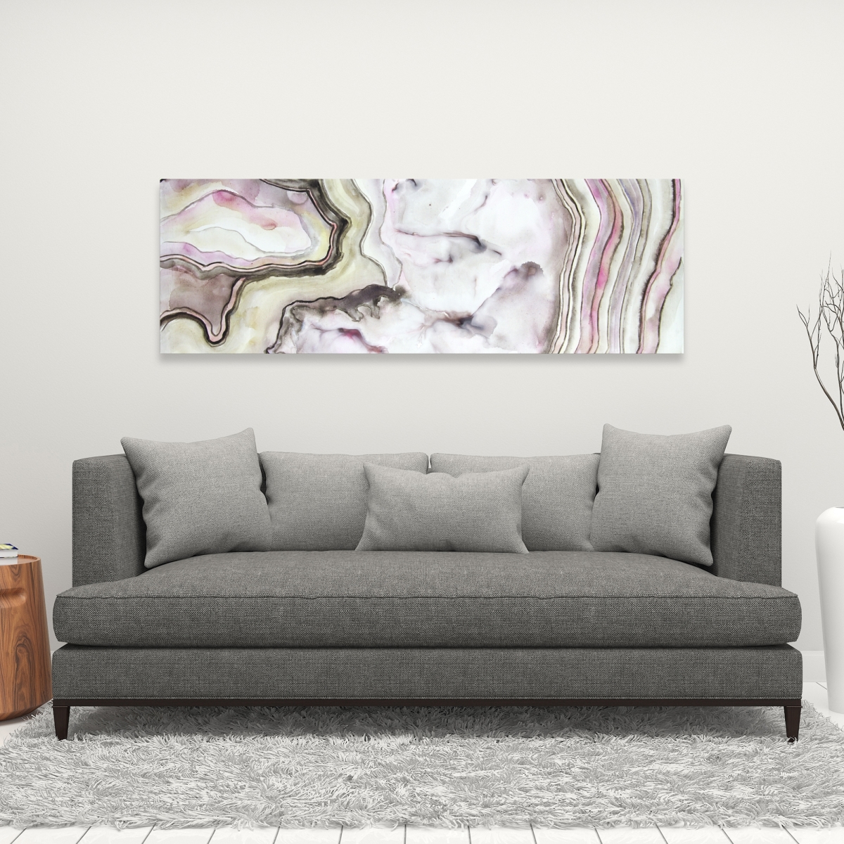 C1RC1648WPDJLR 16 x 48 in. Agate - Abstract Beige Canvas for Elegant Home Decor