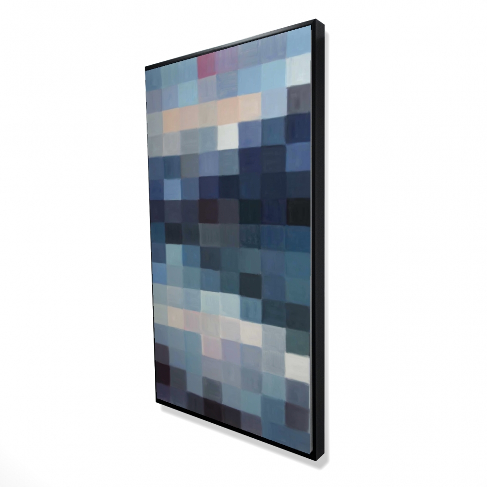2081-4824-MI104 24 x 48 in. Pixelated Mountainous Landscape - Blue Mountains Framed Canvas