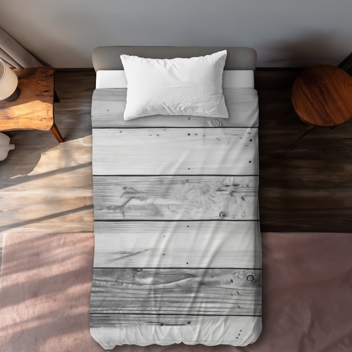 C1DCTXLWPUG7TP Twin Extra Long Wood Texture Gray Man Cave Duvet Cover - Home Decor