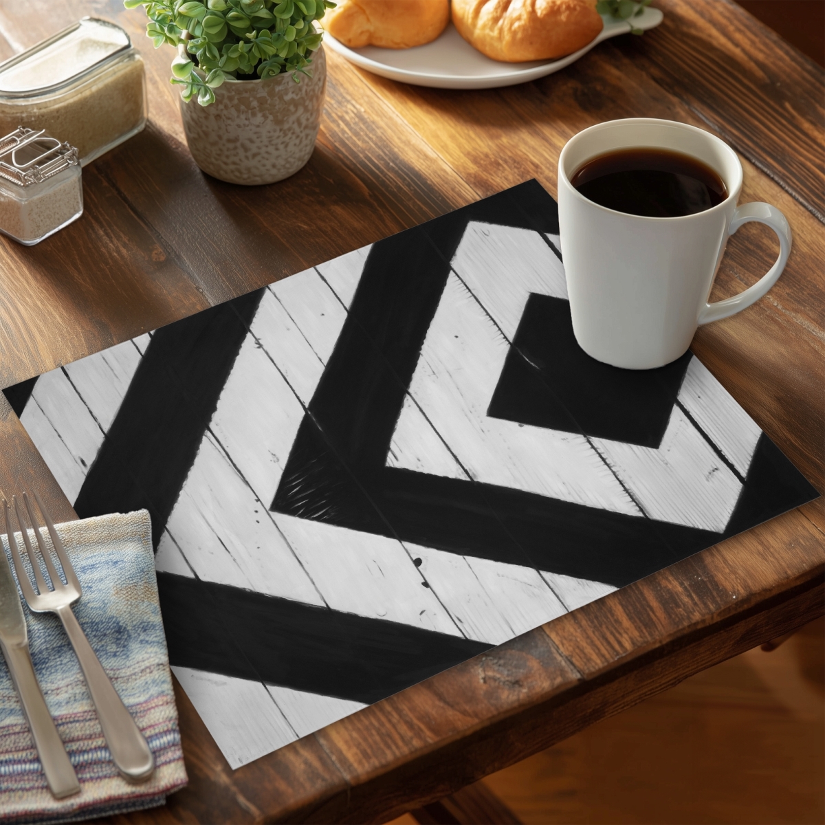 Picture of Begin Home Decor C4PP14181OZMXD 14 x 18 in. Rhombus on Wood - Polyester Placemat for Home Decor - Set of 4