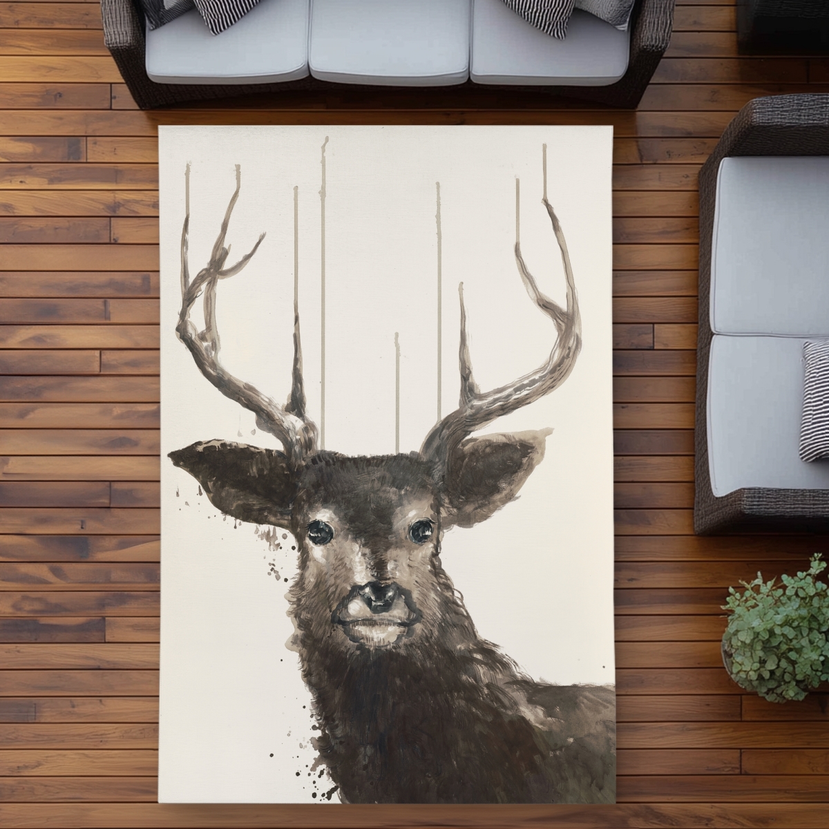 C1ROAR57L06N7S 5 x 7 ft. Abstract Deer Rug - Stylish Outdoor Area Rug for Home Decor - Rectangle