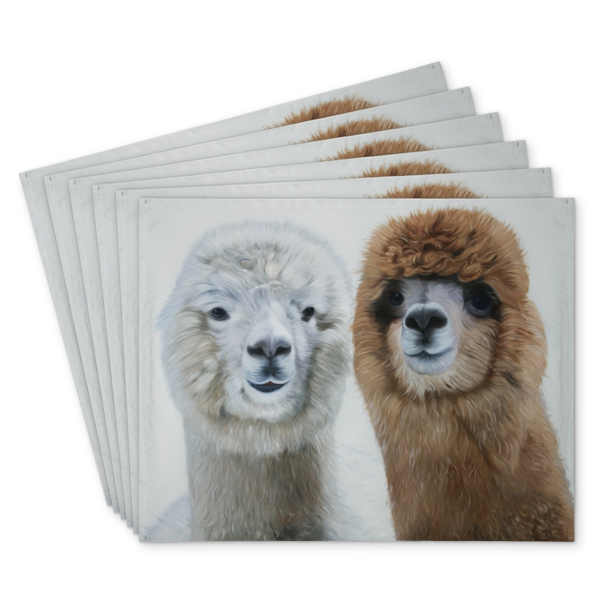 Picture of Begin Home Decor C6PP1418WHWAGX 14 x 18 in. Two Lamas Polyester Placemat - Stylish Home Decor Accent - Set of 6