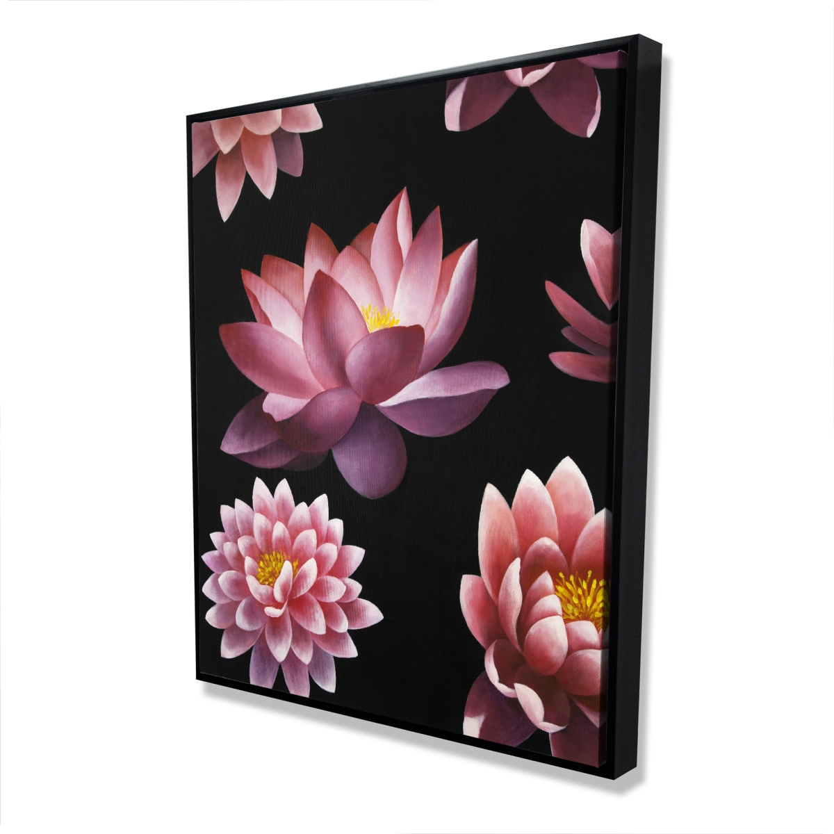 C1FC4860EAC7UR 48 x 60 in. Lotus Flower Pattern - Black Floral Canvas Wall Art - Home Decor