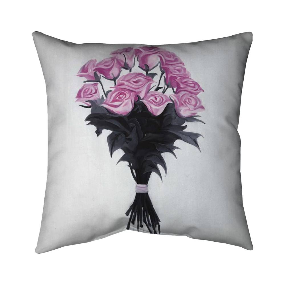 5543-2626-FL319 26 x 26 in. Bouquet of Roses - Bedroom Flowers Poly Twill Throw Decor