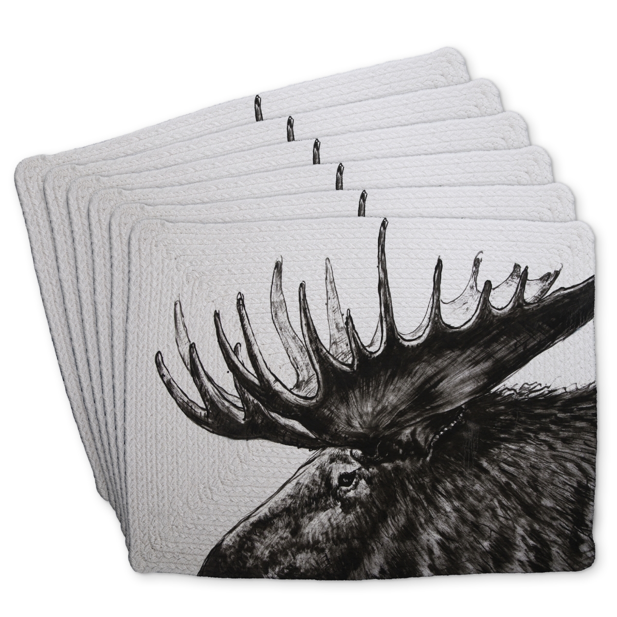 Picture of Begin Home Decor C6BP14187I7PVW 14 x 18 in. Moose Plume Braided Polyester Placemat - Home Decor Essentials - Set of 6