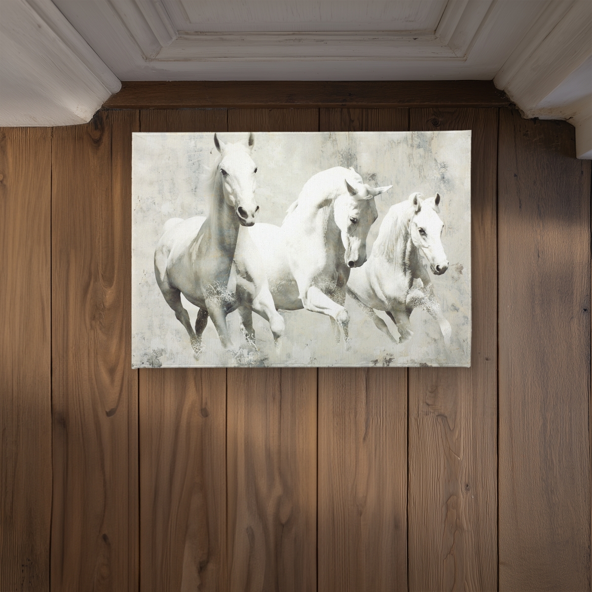 CODM1724CDBTI4 17 x 24 in. Three White Horses Running Door Mat - Farmhouse Decor