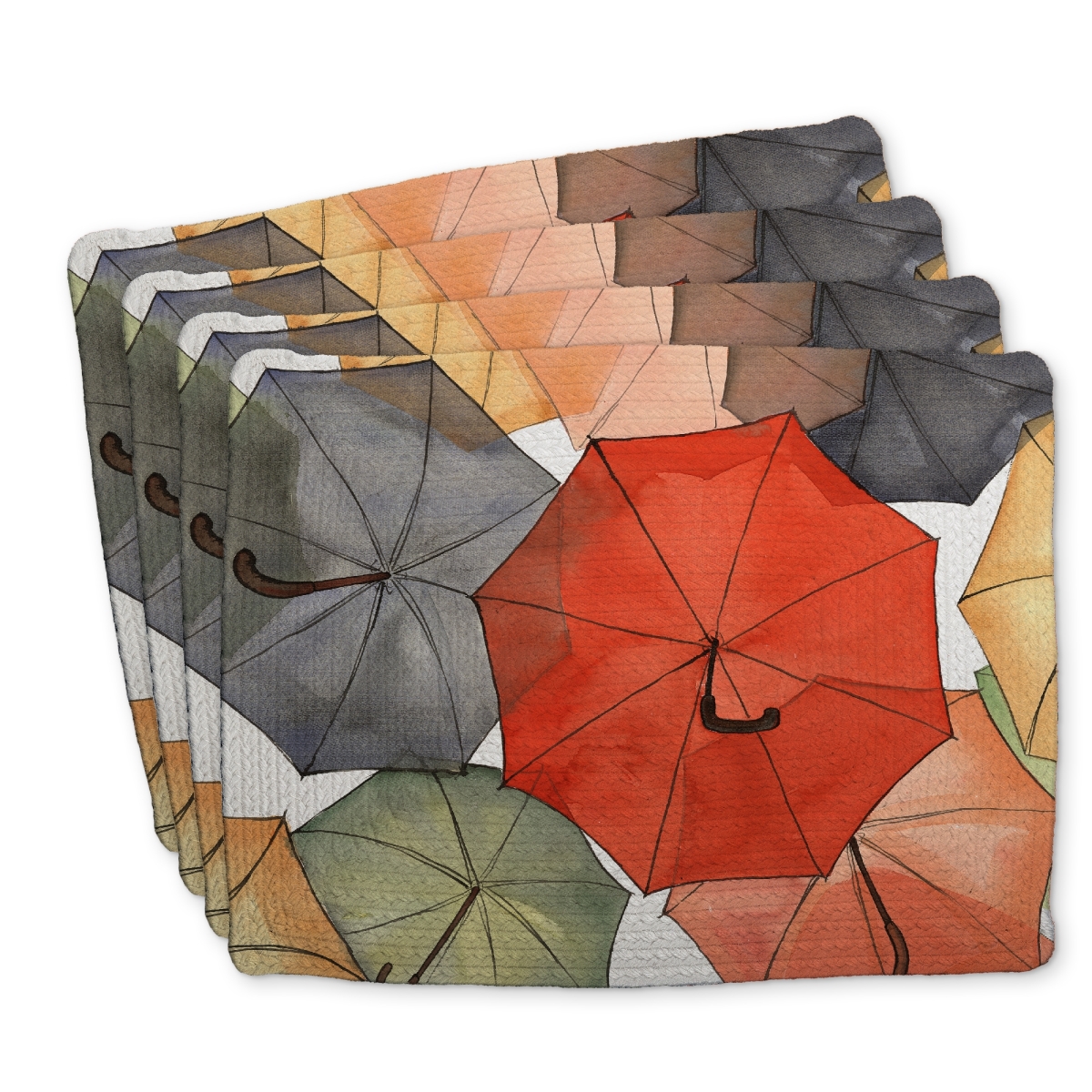 Picture of Begin Home Decor C4BP1418EY9YWE 14 x 18 in. Umbrellas of Petit Champlain - Braided Polyester Placemat - Set of 4