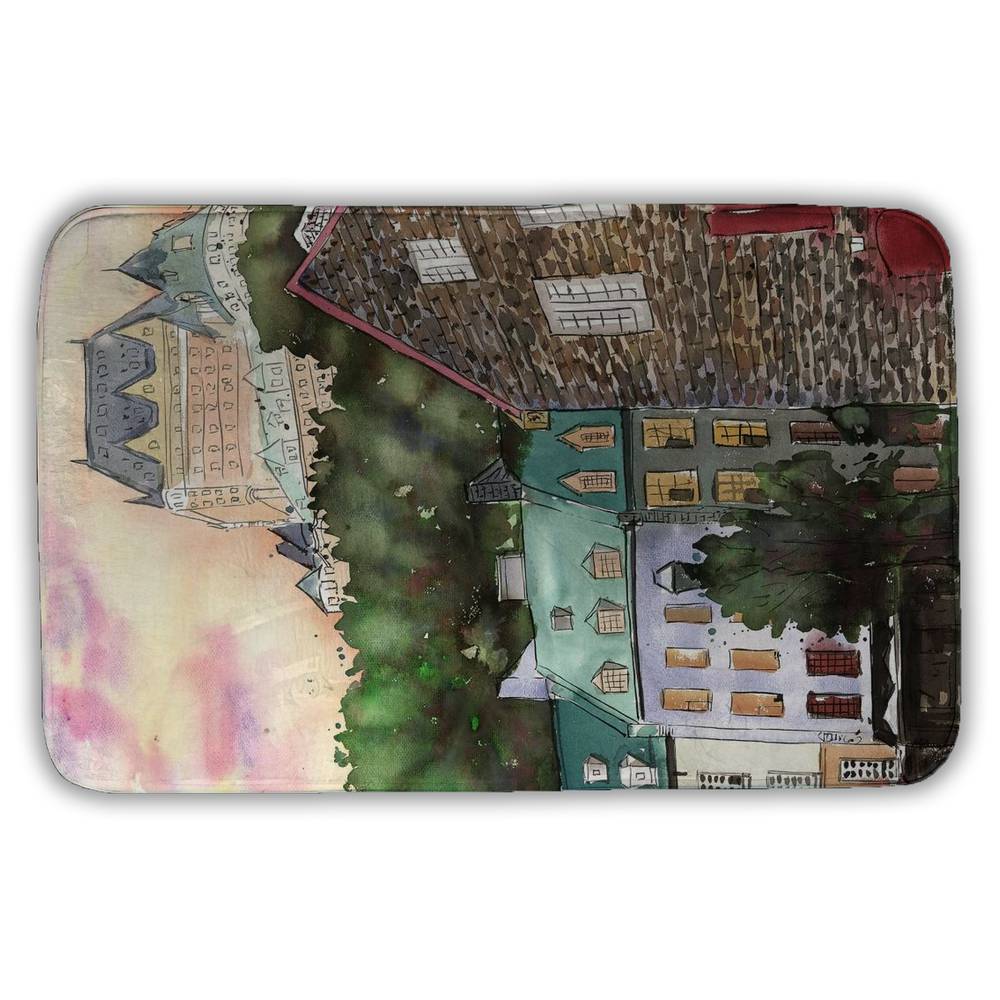 5930-3421-PL1 21 x 34 in. Chateau Frontenac Trees Scenic Bath Mat - Home Decor