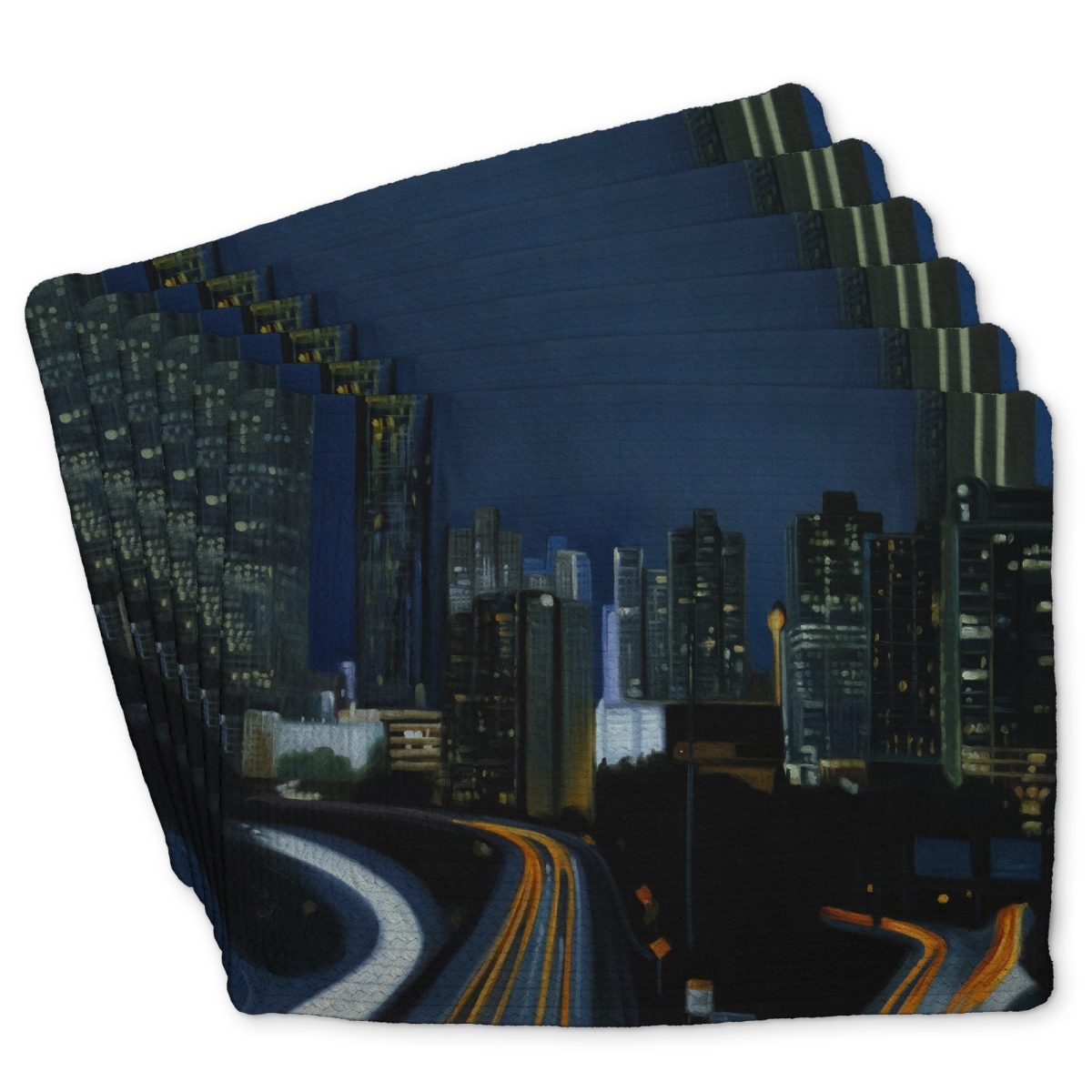 Picture of Begin Home Decor C6BP141803B15K 14 x 18 in. Atlanta At Night Braided Polyester Placemat for Home Decor - Set of 6