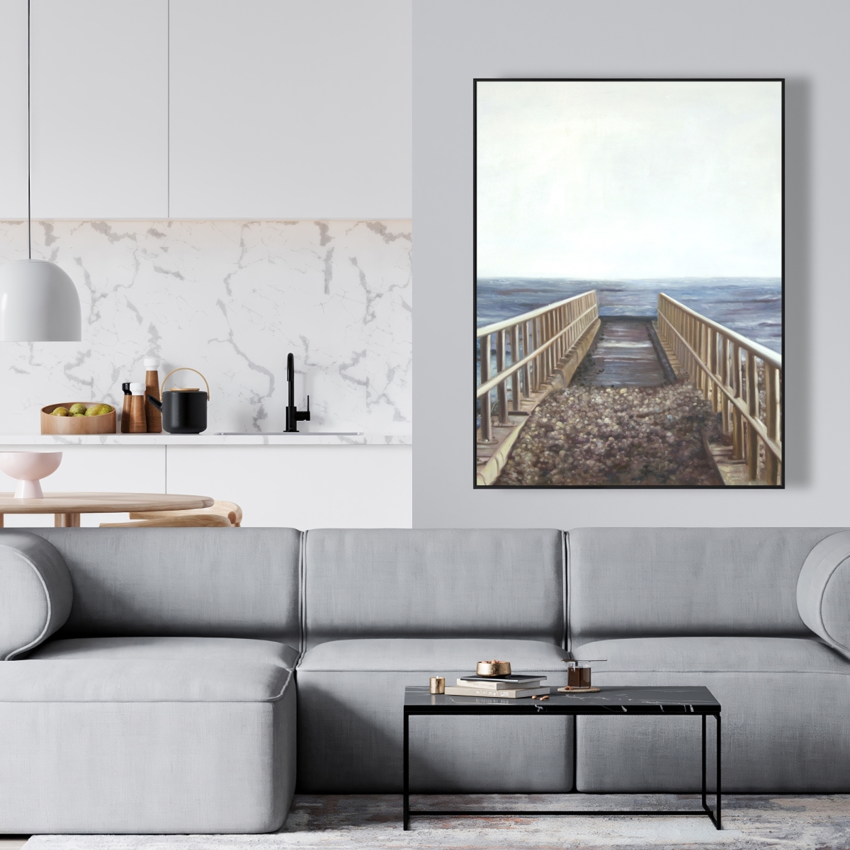 C1FC3648F99U8L 36 x 48 in. Relaxing Beach - White Bathroom Framed Canvas Home Decor