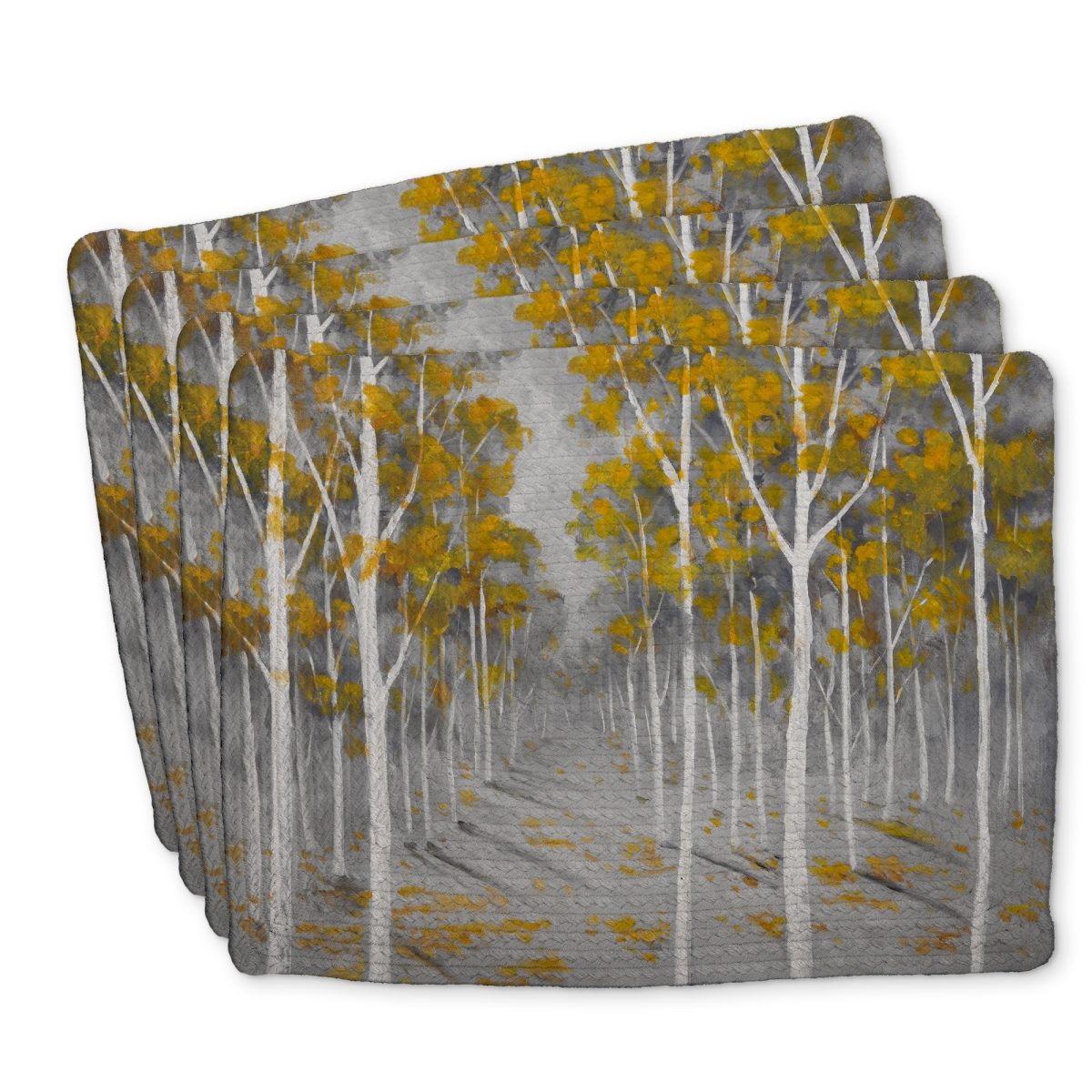 Picture of Begin Home Decor C4BP1418QY580N 14 x 18 in. Birch Forest Braided Polyester Placemat for Home Decor - Set of 4