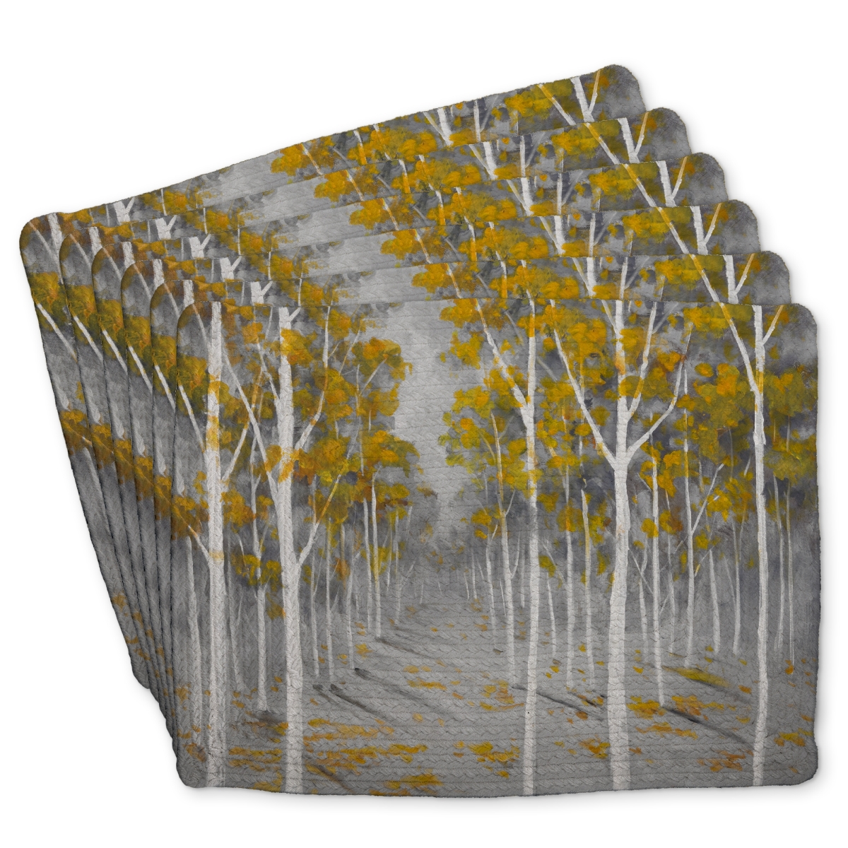 Picture of Begin Home Decor C6BP1418Q4Y73O 14 x 18 in. Birch Forest Braided Polyester Placemat - Home Decor Accent - Set of 6