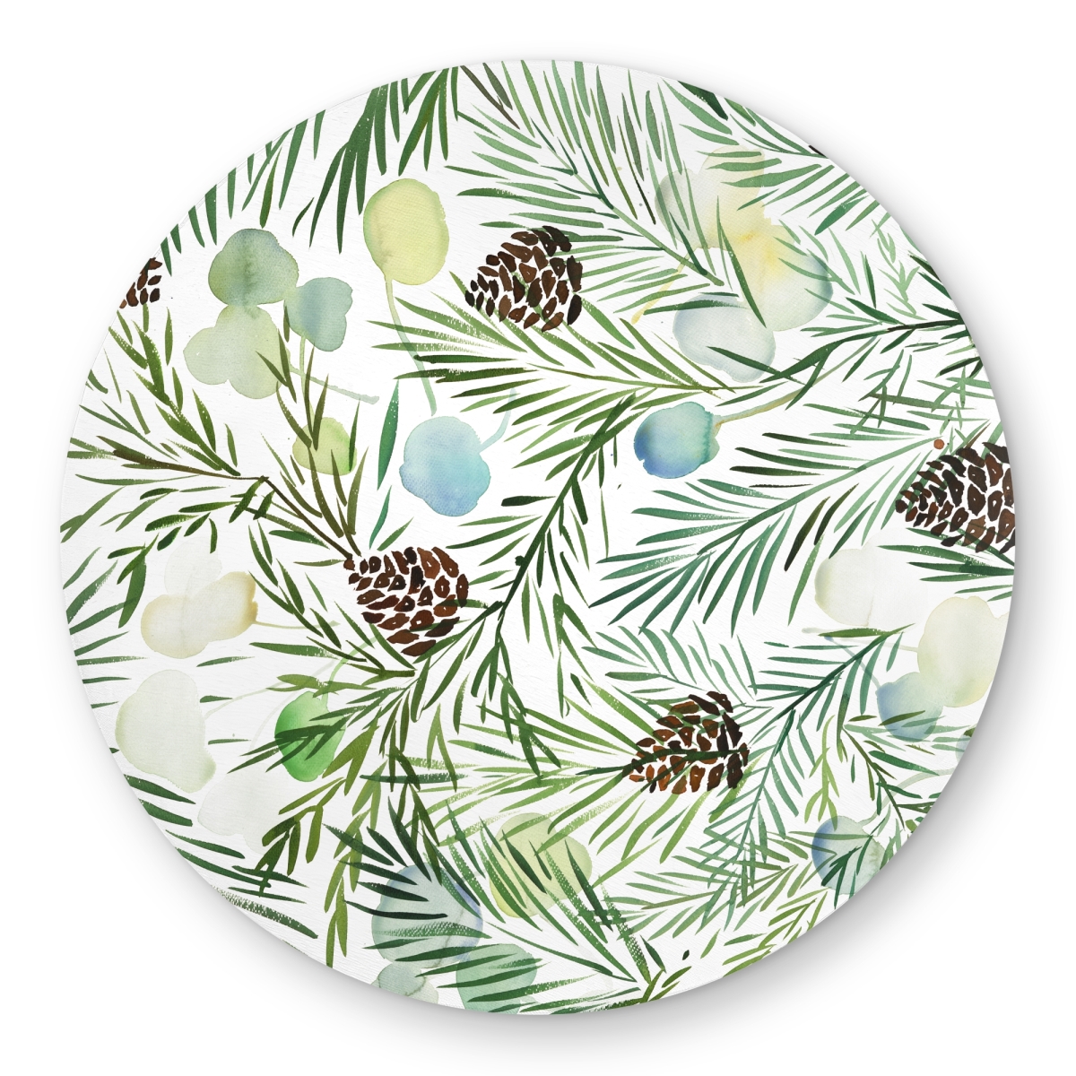 C1COAR552WIB8B 5 x 5 ft. Pine Cone Pattern Leaves White Round Outdoor Area Rug - Decor