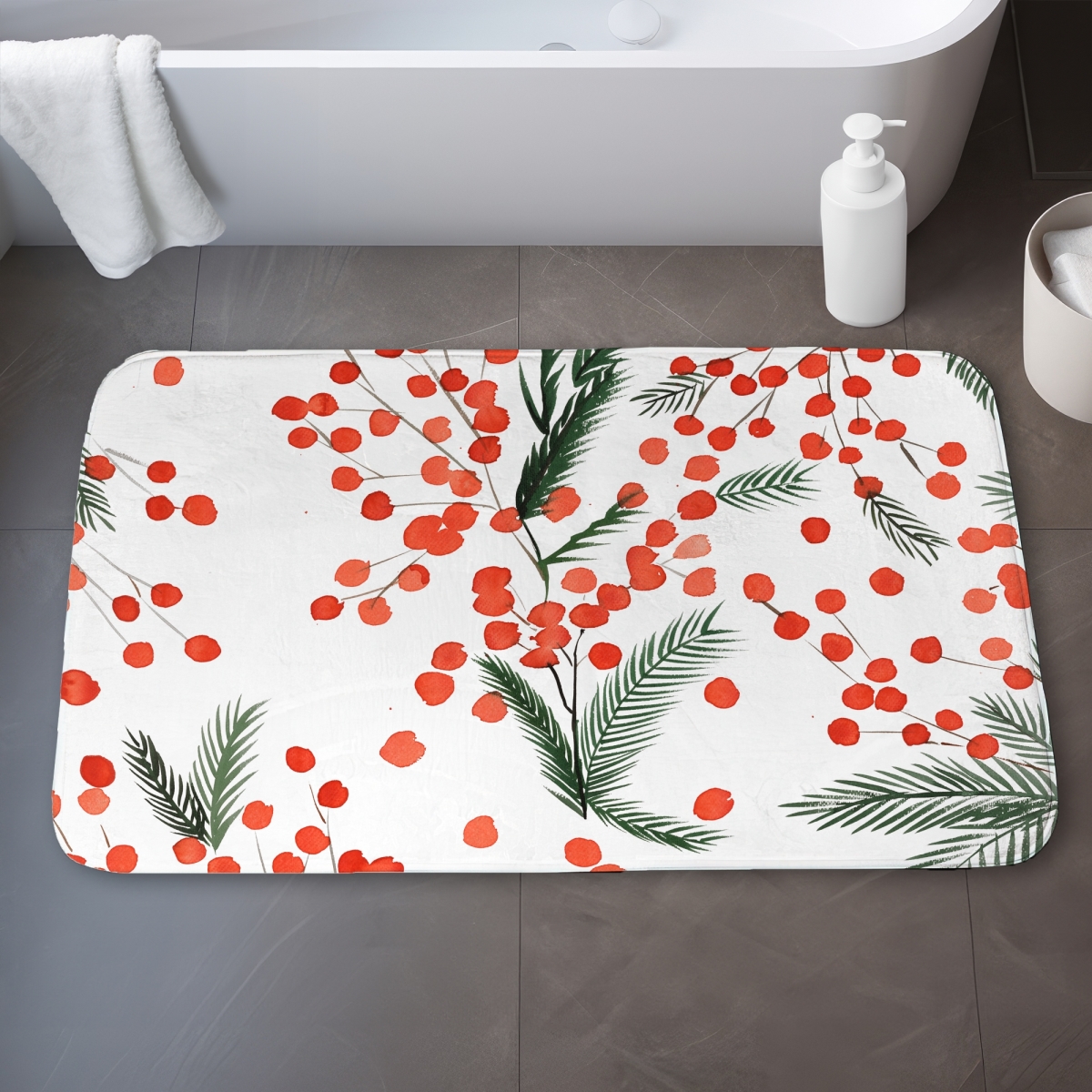 C1BM2134TBNUDW 21 x 34 in. Mistletoe Leaf Pattern - Minimalist Trees Bath Mat for Home Decor