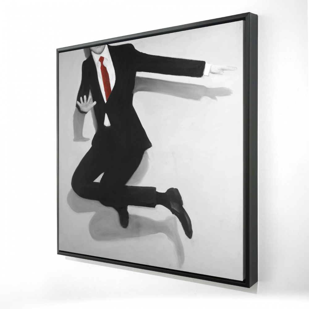 2081-3636-FA9 36 x 36 in. Classical Jumping Man - Black Figurative Framed Canvas Decor
