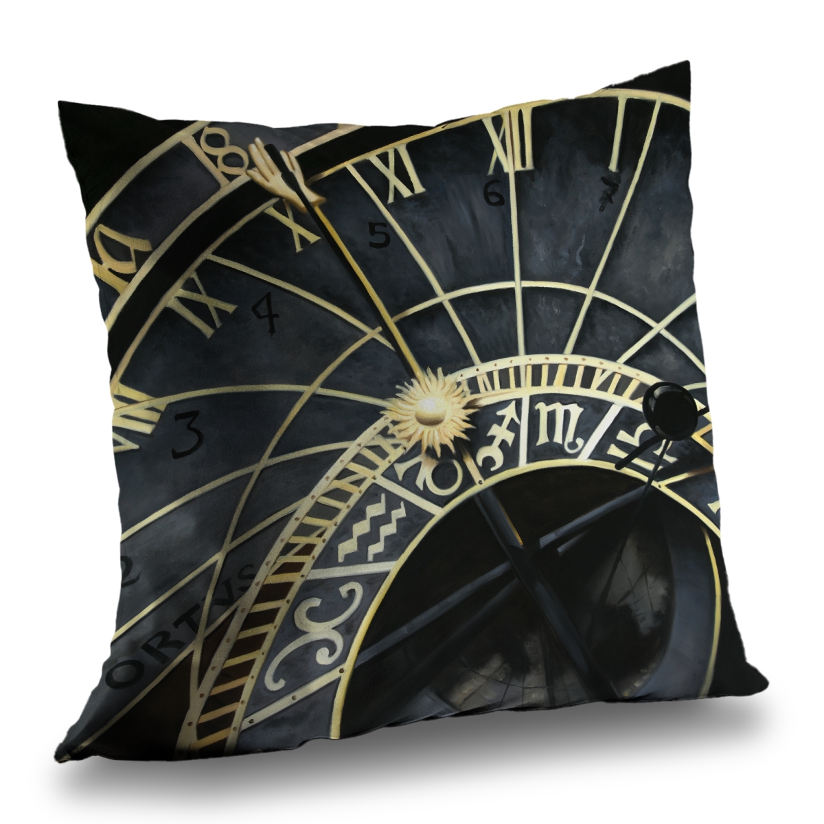 C1PC1414NQF01H 14 x 14 in. Astrologic Clock - Hyperrealist Gold Poly Twill Throw Decor