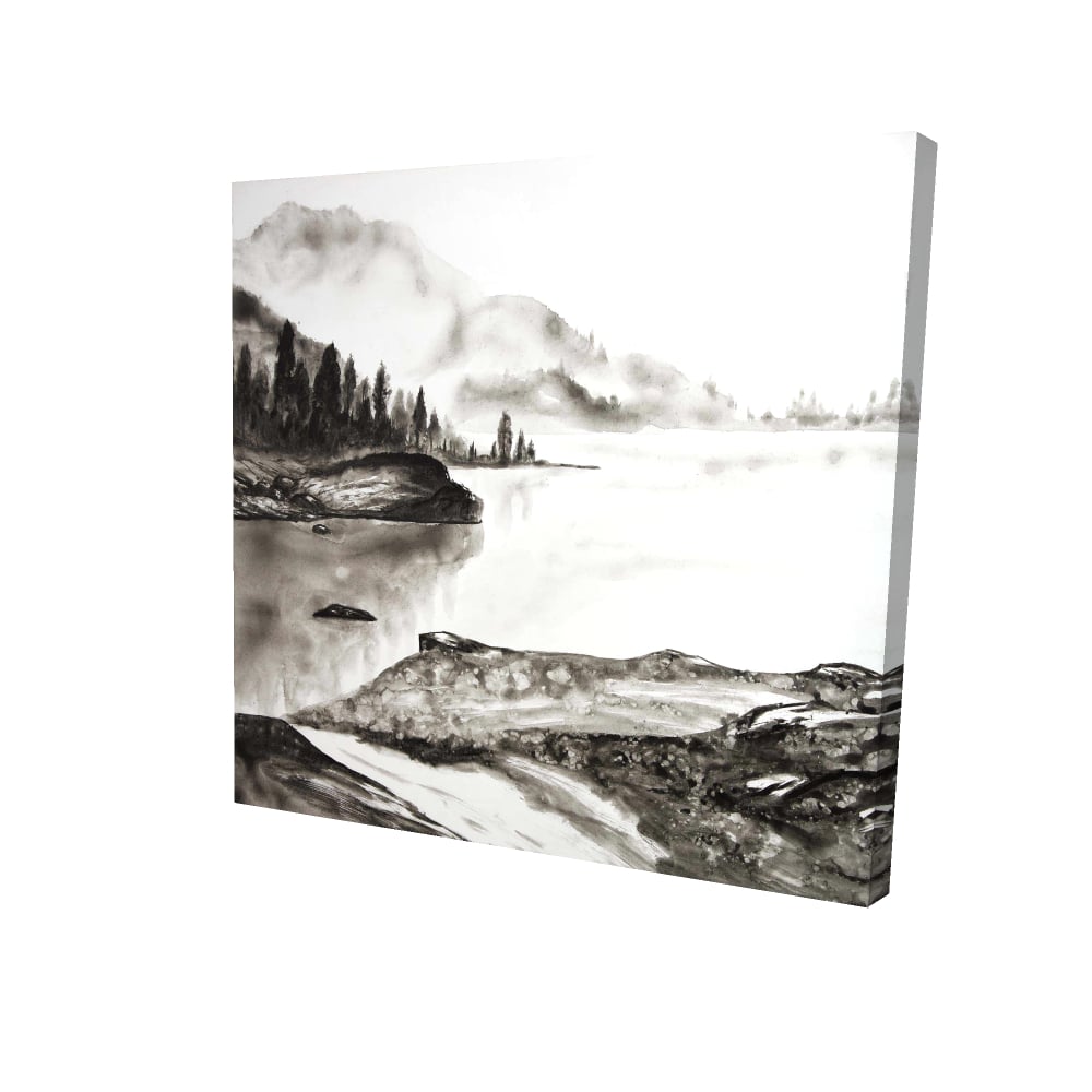2080-3636-LA162 36 x 36 in. Peaceful Landscape - Black Rustic Canvas Home Decor Art