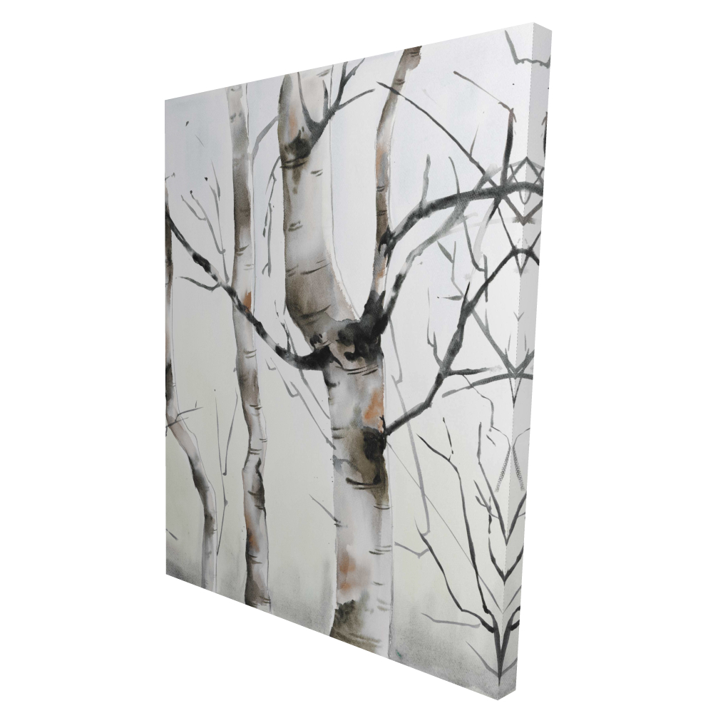 2080-4836-LA133-1 36 x 48 in. Three Birches Trees - Office Gray Canvas for Home Decor