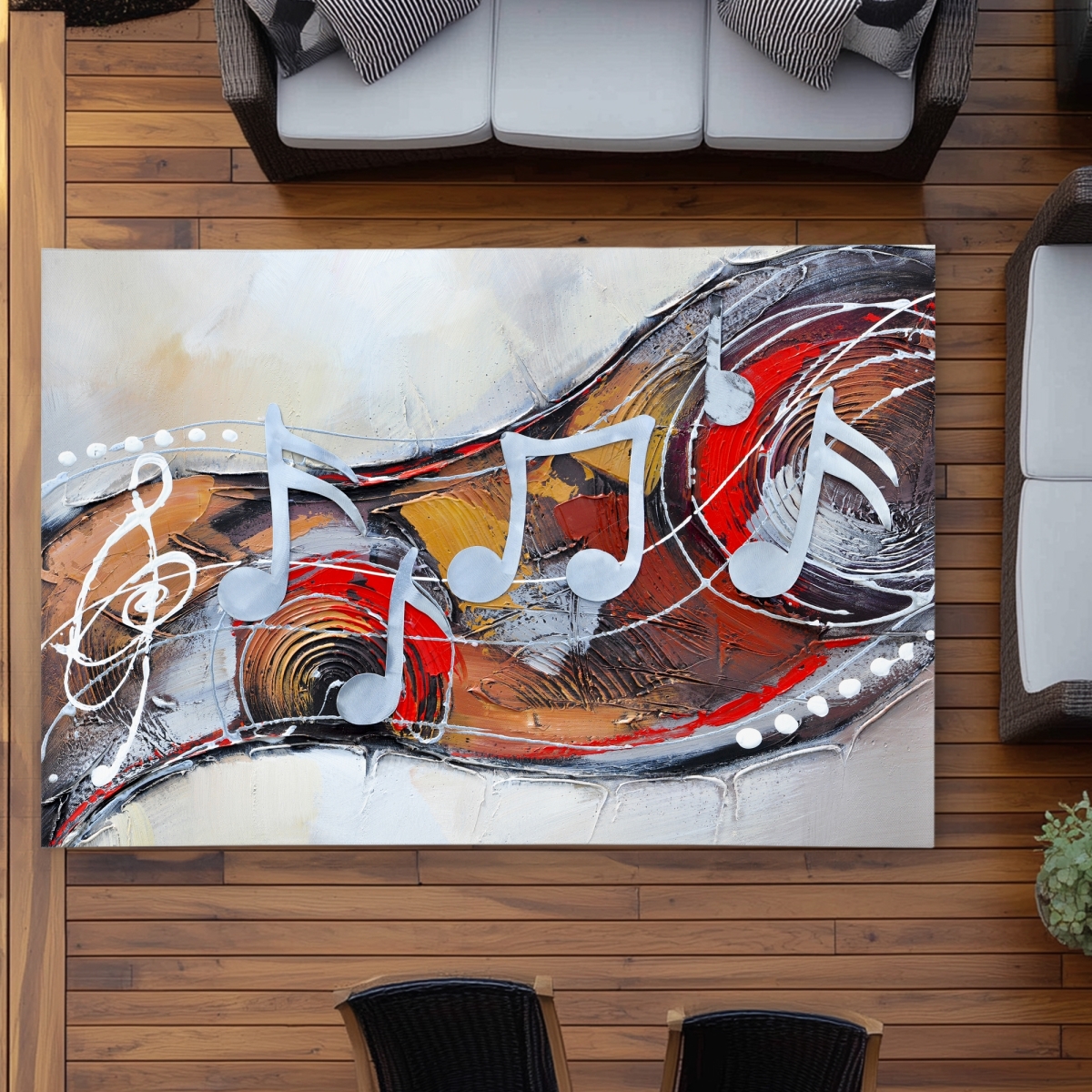 C1ROAR57G2ITTP 5 x 7 ft. Abstract Serenade - Orange Contemporary Outdoor Area Rug - Rectangle