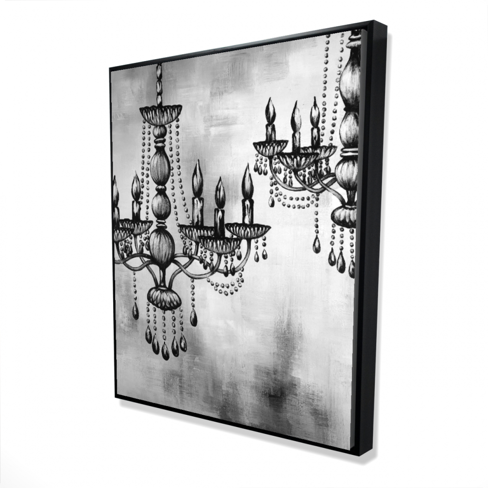 2081-6048-SL3 48 x 60 in. Two Crystal Chandeliers - Still Life Monochrome Canvas Art