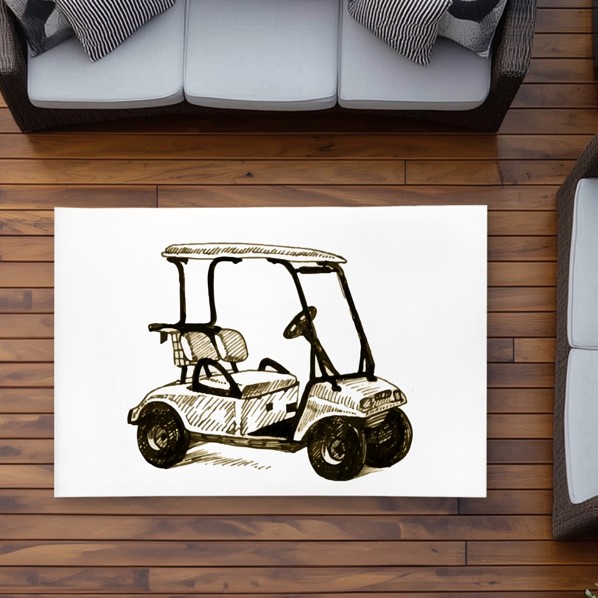 C1ROAR35WMNZWR 3 x 5 ft. Golf Cart Illustration Rug - Man Cave Outdoor Home Decor - Rectangle