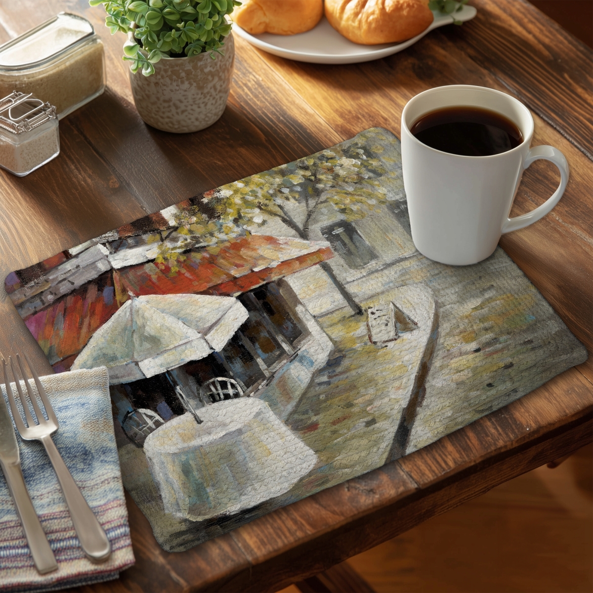 Picture of Begin Home Decor C6BP141806VEZJ 14 x 18 in. Deserted & Sunny Street - Braided Polyester Placemat - Home Decor - Set of 6
