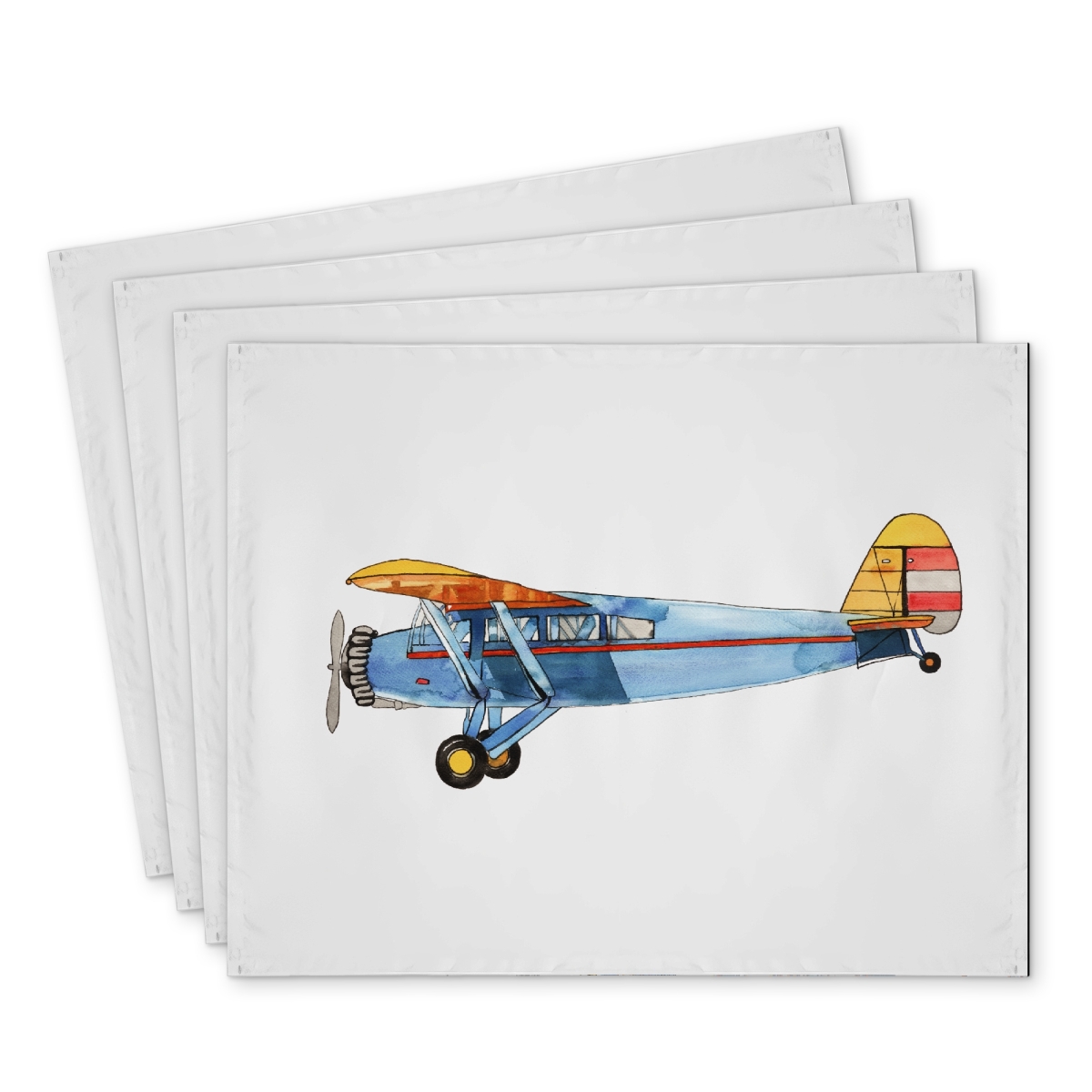 Picture of Begin Home Decor C4PP1418LCF4M3 14 x 18 in. Small Blue Plane Polyester Placemat for Home Decor - Stylish - Set of 4