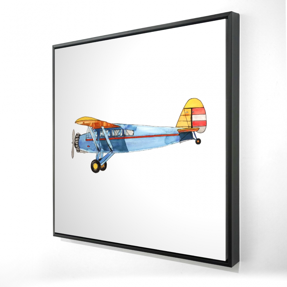 2081-3636-CH10 36 x 36 in. Small Blue Plane - Framed Canvas Bedroom Decor - Home Art