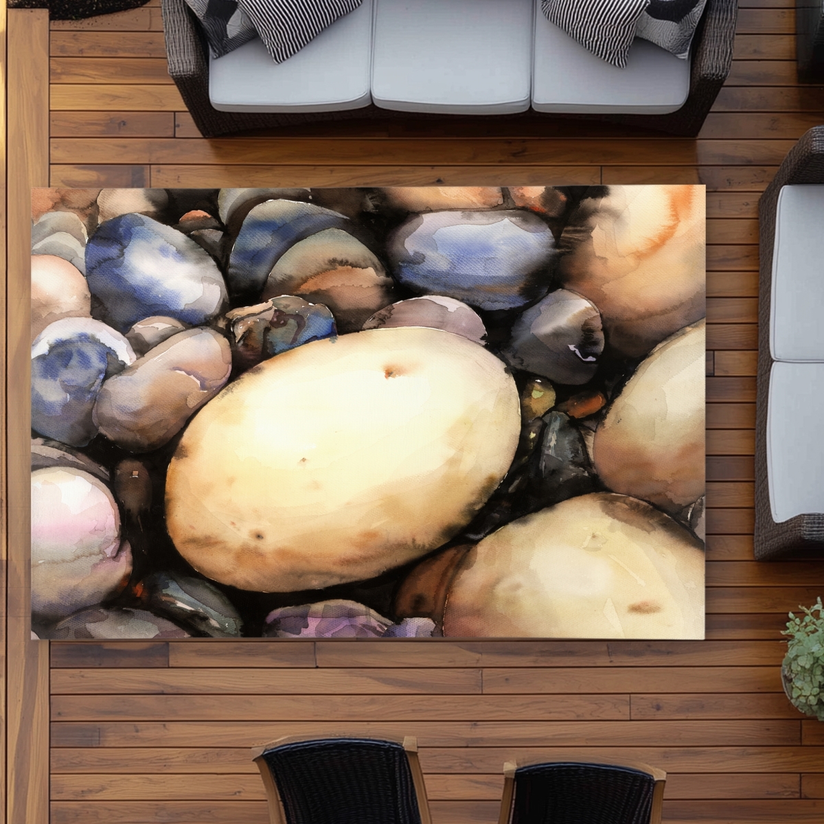 C1ROAR5781ER3P 5 x 7 ft. Beach Pebbles - Kitchen Hygge Outdoor Area Rug for Home Decor - Rectangle