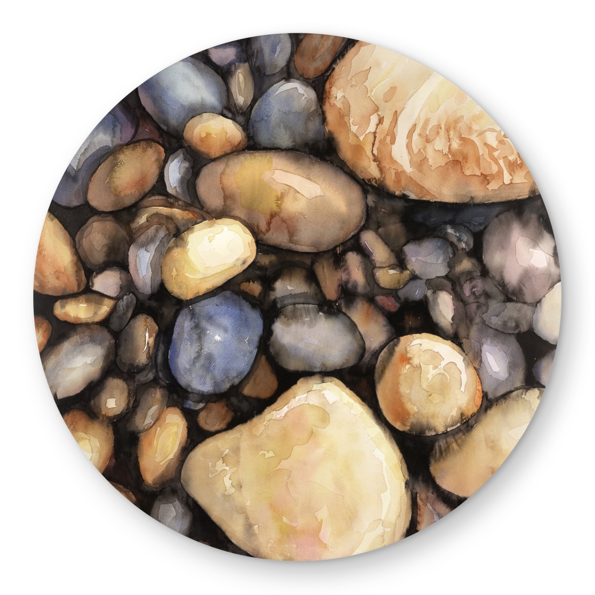 C1COAR556XFYW3 5 x 5 ft. Small Pebbles Blue Still Life Outdoor Area Rug for Home Decor - Round