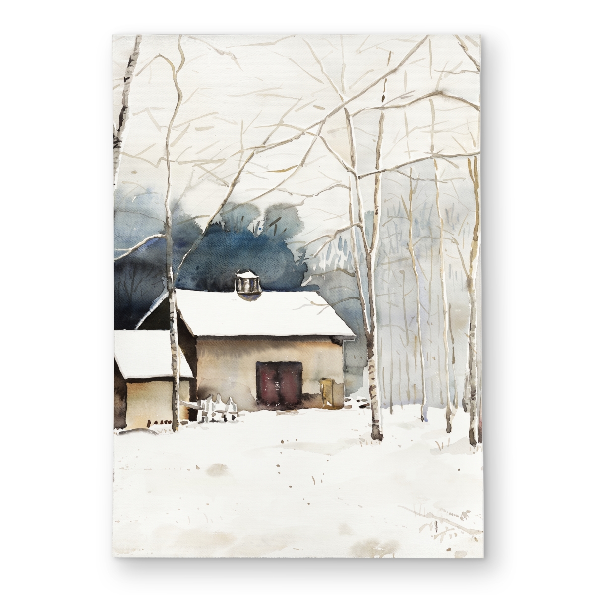 C1ROAR573BQ1GU 5 x 7 ft. Small Winter Barn - Holidays White Outdoor Area Rug for Decor - Rectangle