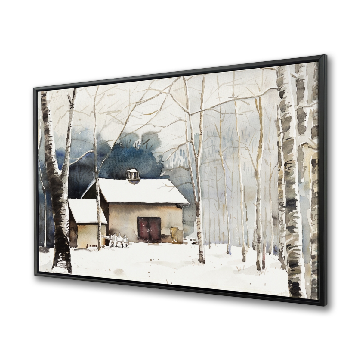 C1FC3648PZZJH0 36 x 48 in. Small Winter Barn - Rustic Framed Canvas for Bathroom Decor