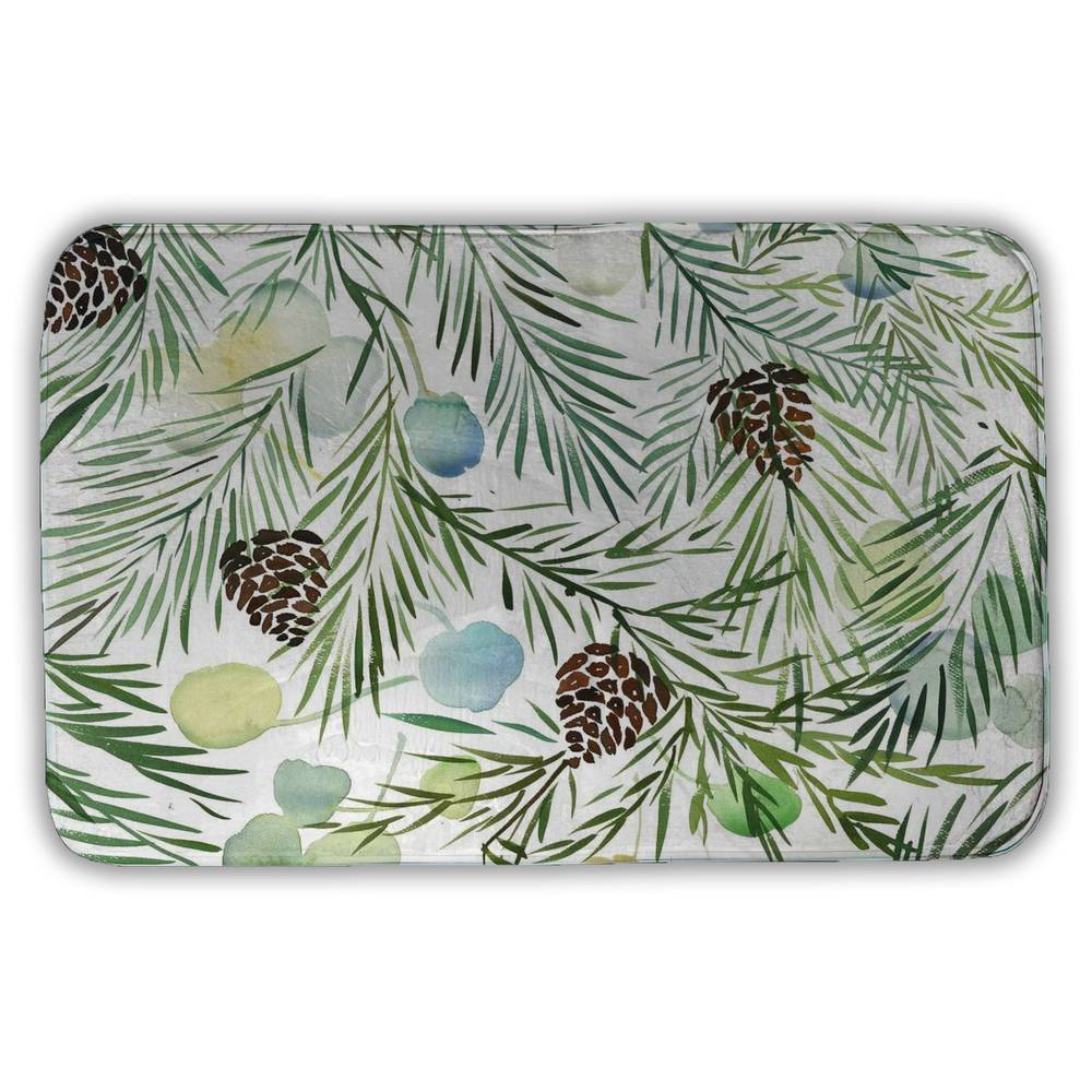 5930-3421-HO8 21 x 34 in. Pine Cone Pattern - Minimalist Leaves Bath Mat for Home Decor