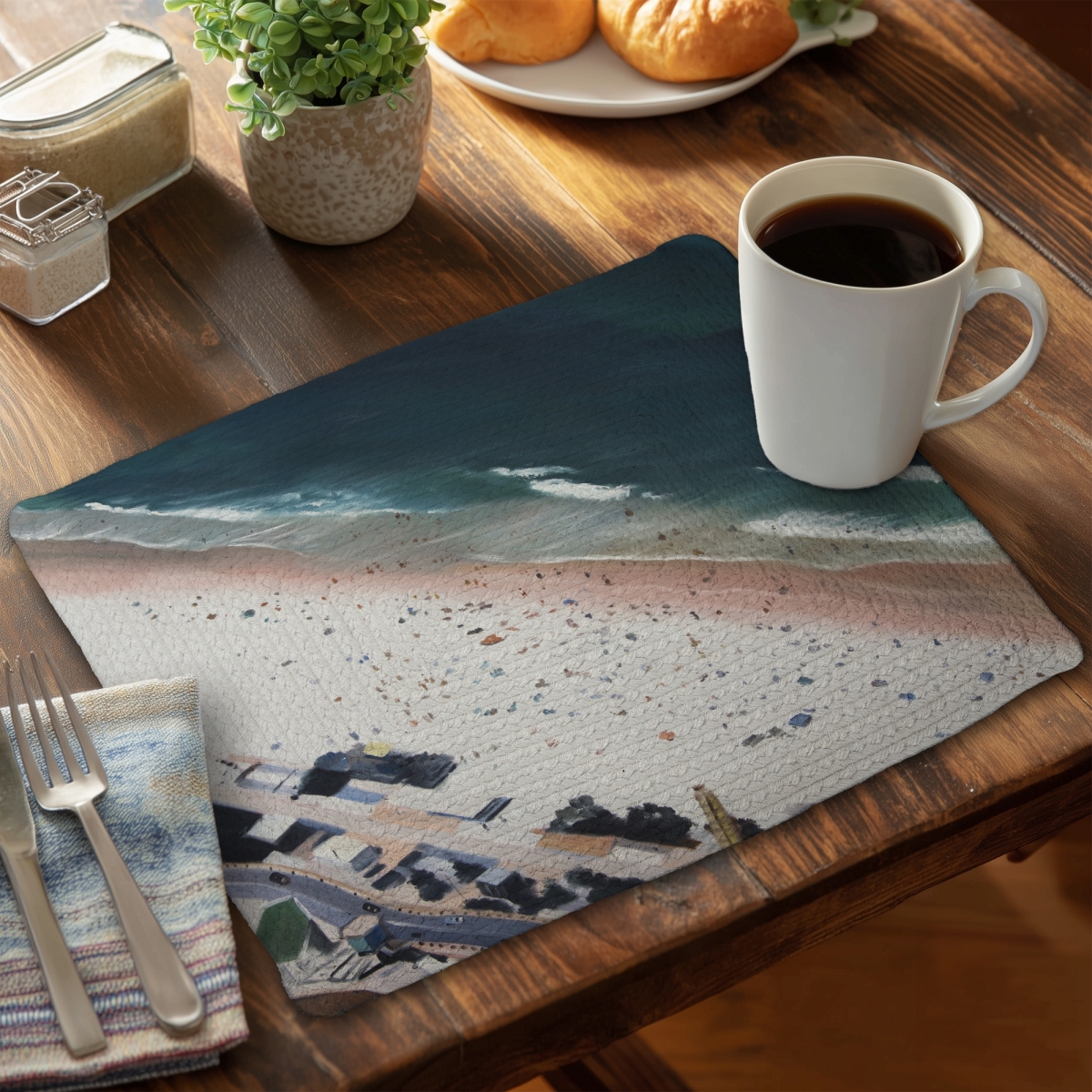 Picture of Begin Home Decor C4BP1418VIVZBC 14 x 18 in. Hot Day At the Beach Braided Polyester Placemat - Home Decor - Set of 4
