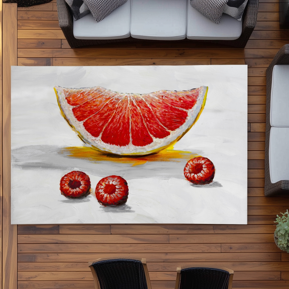 C1ROAR572A7BGX 5 x 7 ft. Grapefruit Slice - Yellow Outdoor Area Rug for Home Decor - Rectangle