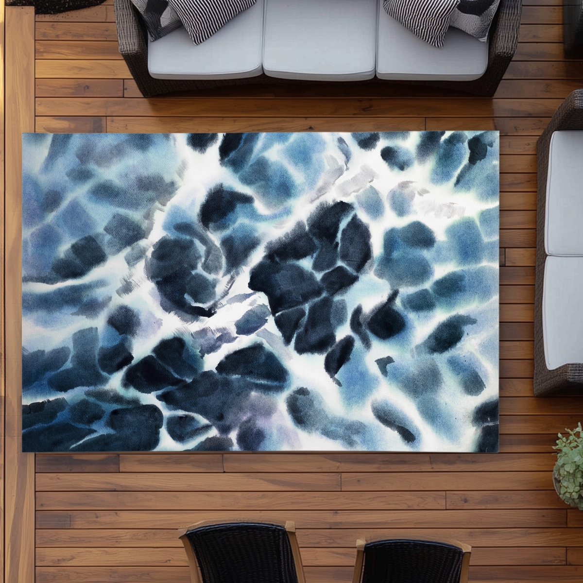 C1ROAR5778IKWV 5 x 7 ft. Stormy Waves of the Sea - Coastal Outdoor Area Rug for Home Decor - Rectangle