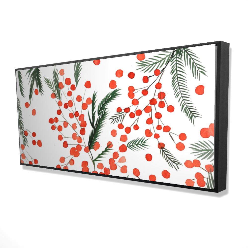 2081-2448-HO9 24 x 48 in. Mistletoe Leaf Pattern - Minimalist Trees Framed Canvas Decor