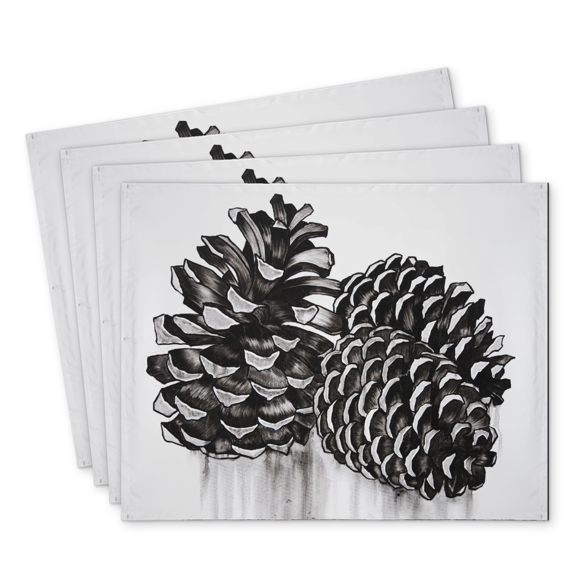 Picture of Begin Home Decor C4PP1418AT0ZEU 14 x 18 in. Three Small Pine Cones Polyester Placemat for Home Decor - Set of 4