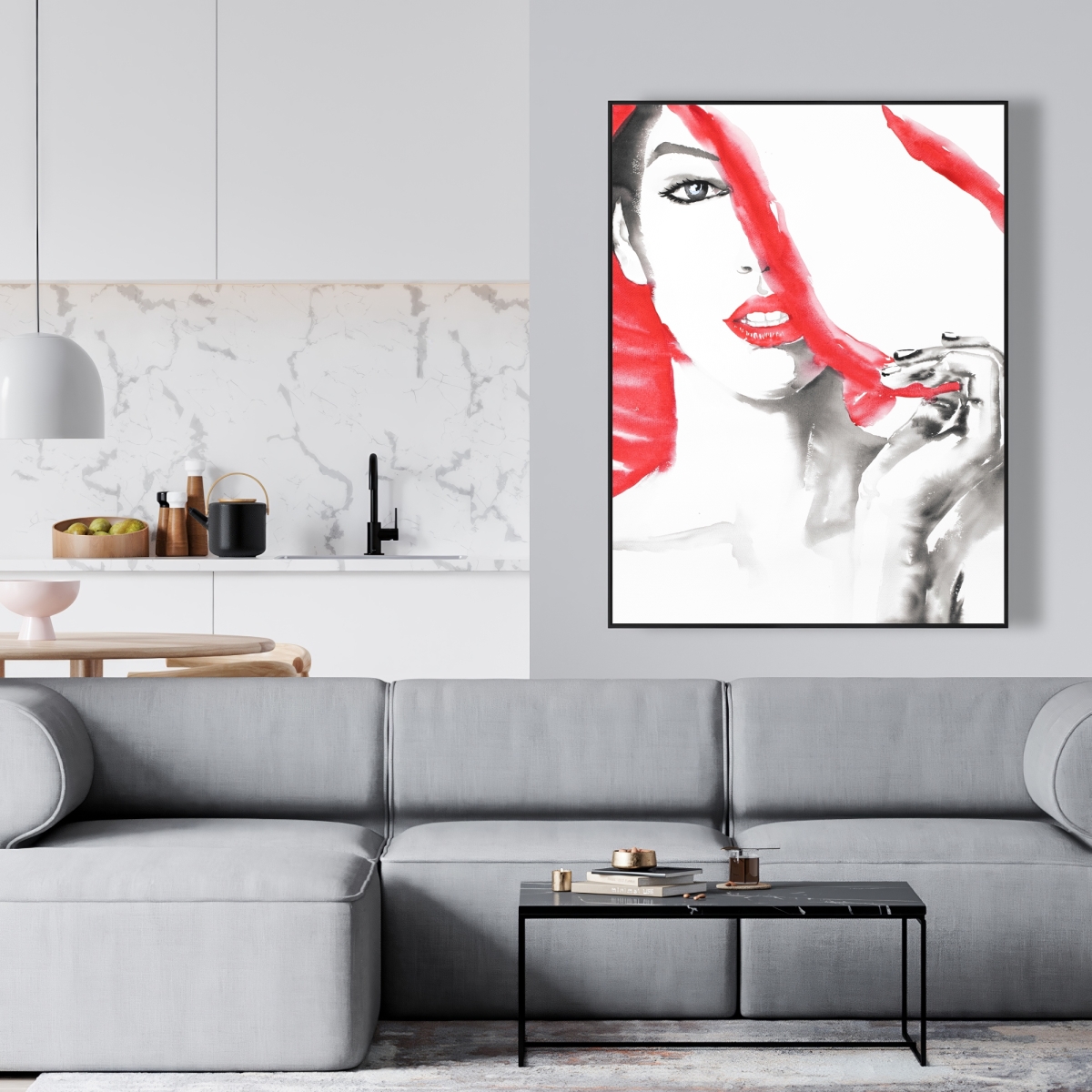 C1FC3648UHNPB1 36 x 48 in. Woman with Big Hat - Figurative Canvas Art for Home Decor