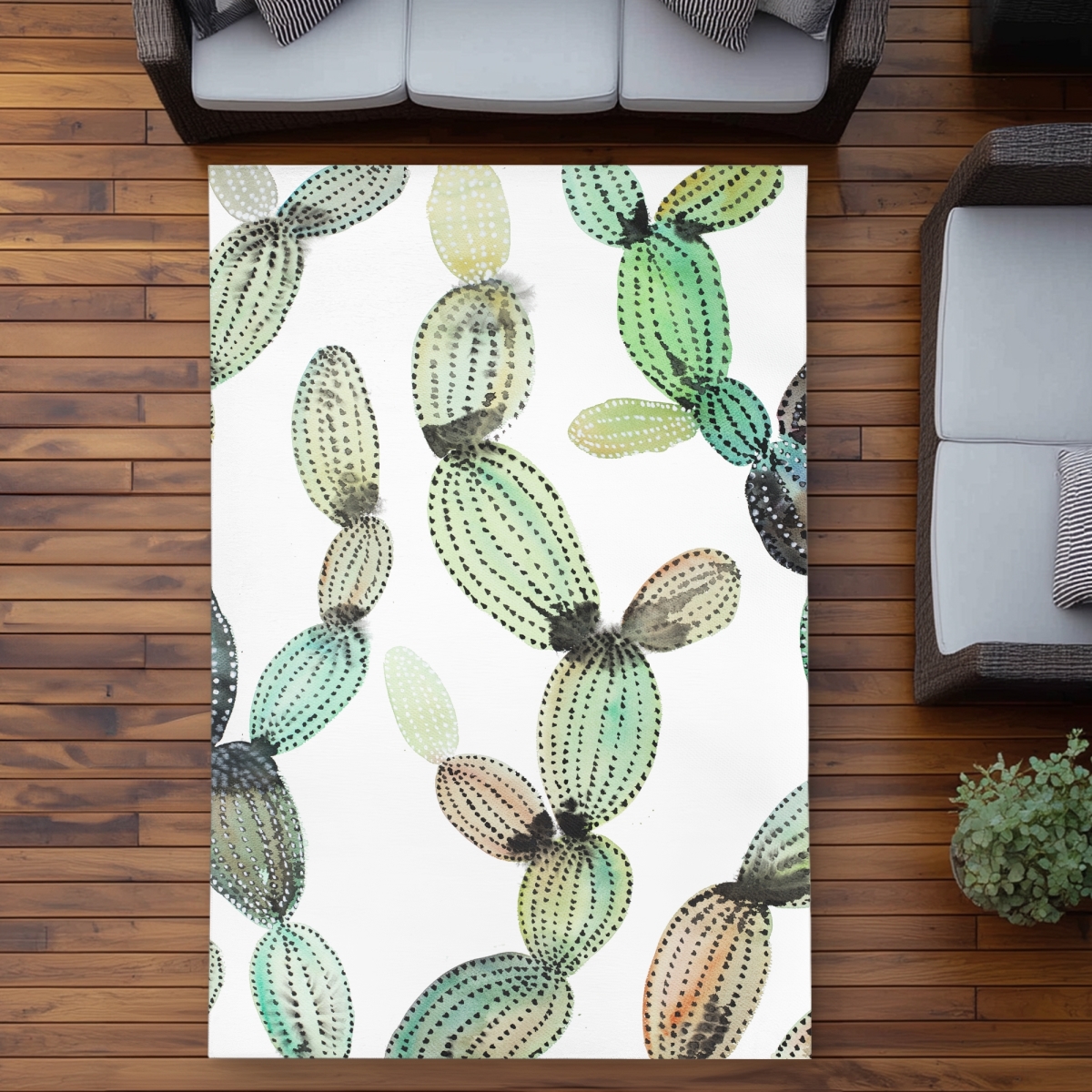 C1ROAR57OUF2Y1 5 x 7 ft. Cactus Pattern - Exotic Botanical Outdoor Area Rug for Home Decor - Rectangle