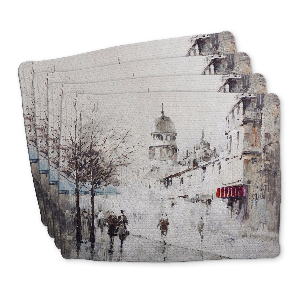 Picture of Begin Home Decor C4BP14184GKV6P 14 x 18 in. Gray City Street Braided Polyester Placemat - Home Decor - Set of 4